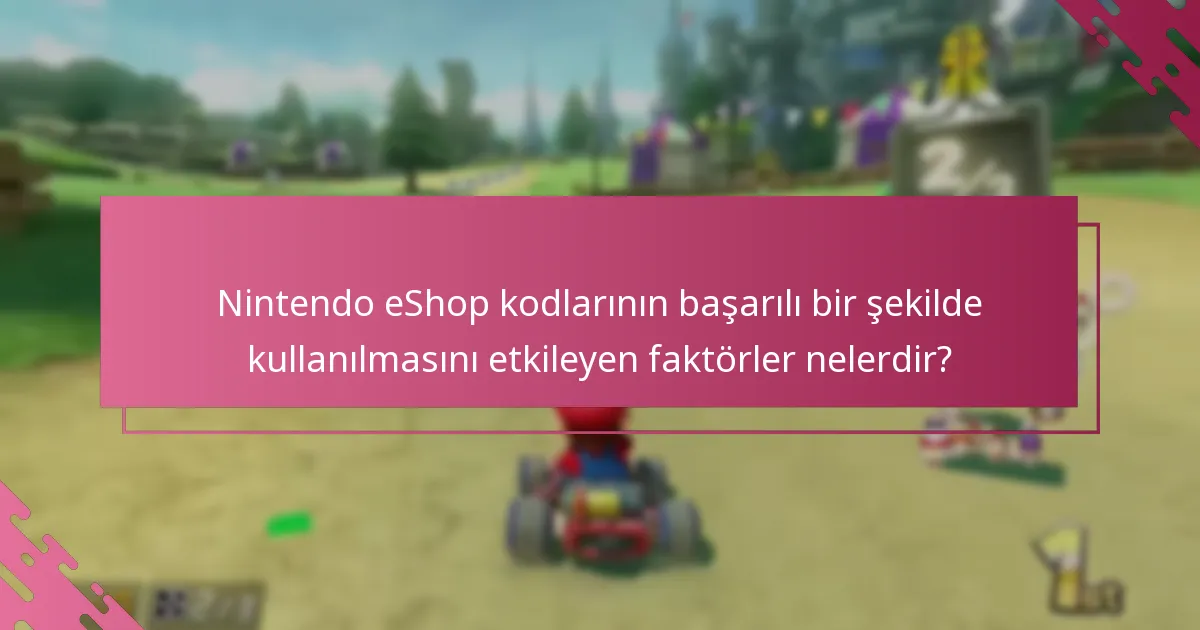 Nintendo eShop kodlarının başarılı bir şekilde kullanılmasını etkileyen faktörler nelerdir?
